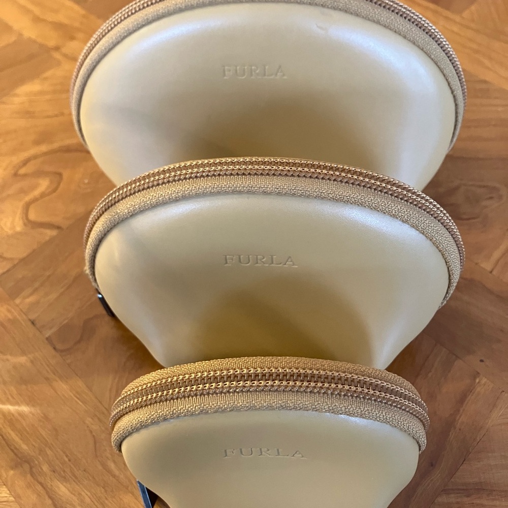 Furla Beige Cosmetic nesting cases camel leather
